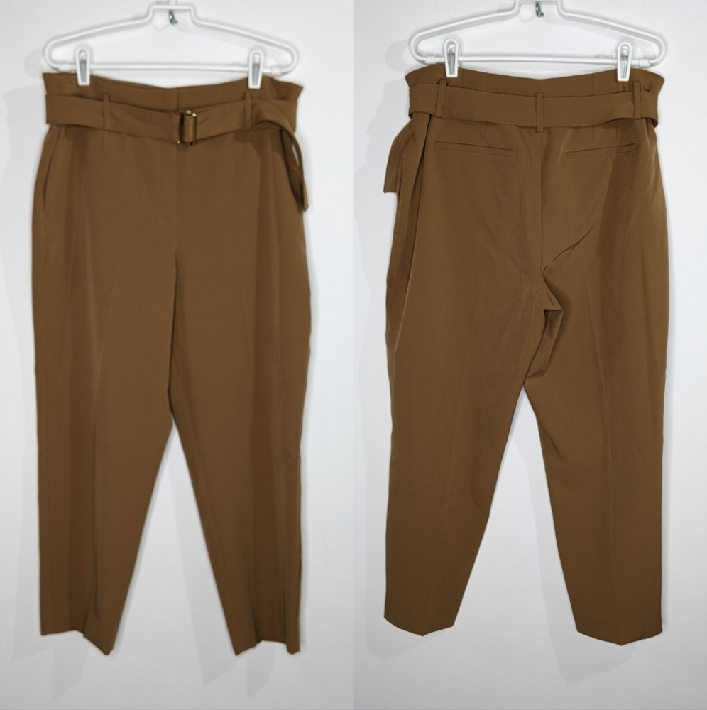 White House Black Market Brown Paperbag Waist Ankle Pants